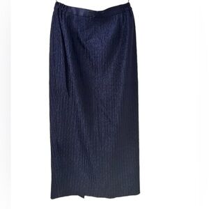 Nina Massini Vintage Navy Pleated Midi Skirt with Beaded Detail, Size 8